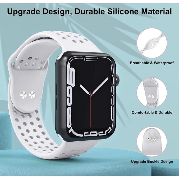 6 Pack Bands For Apple Watch 38mm 40mm 41mm 42mm 44mm 45mm, Soft Silicone Sport - Picture 2 of 4